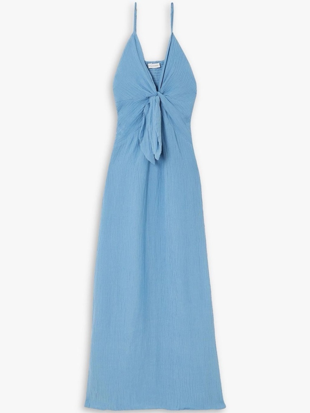 NWT Faithfull The Brand Verona Linen Blend Midi Dress Blue Twist Front XS
